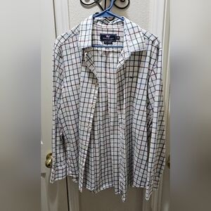 Vineyard Vines XL Men's White and Blue Checkered Brushed Cotton Shirt EUC